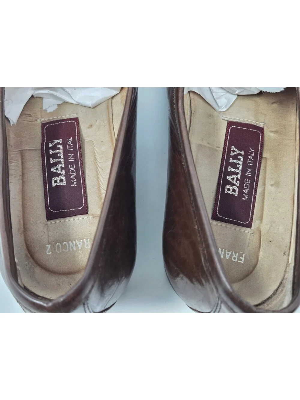 Bally Franco 2 Brown Leather Loafers Snake Skin Mens 7 Wide